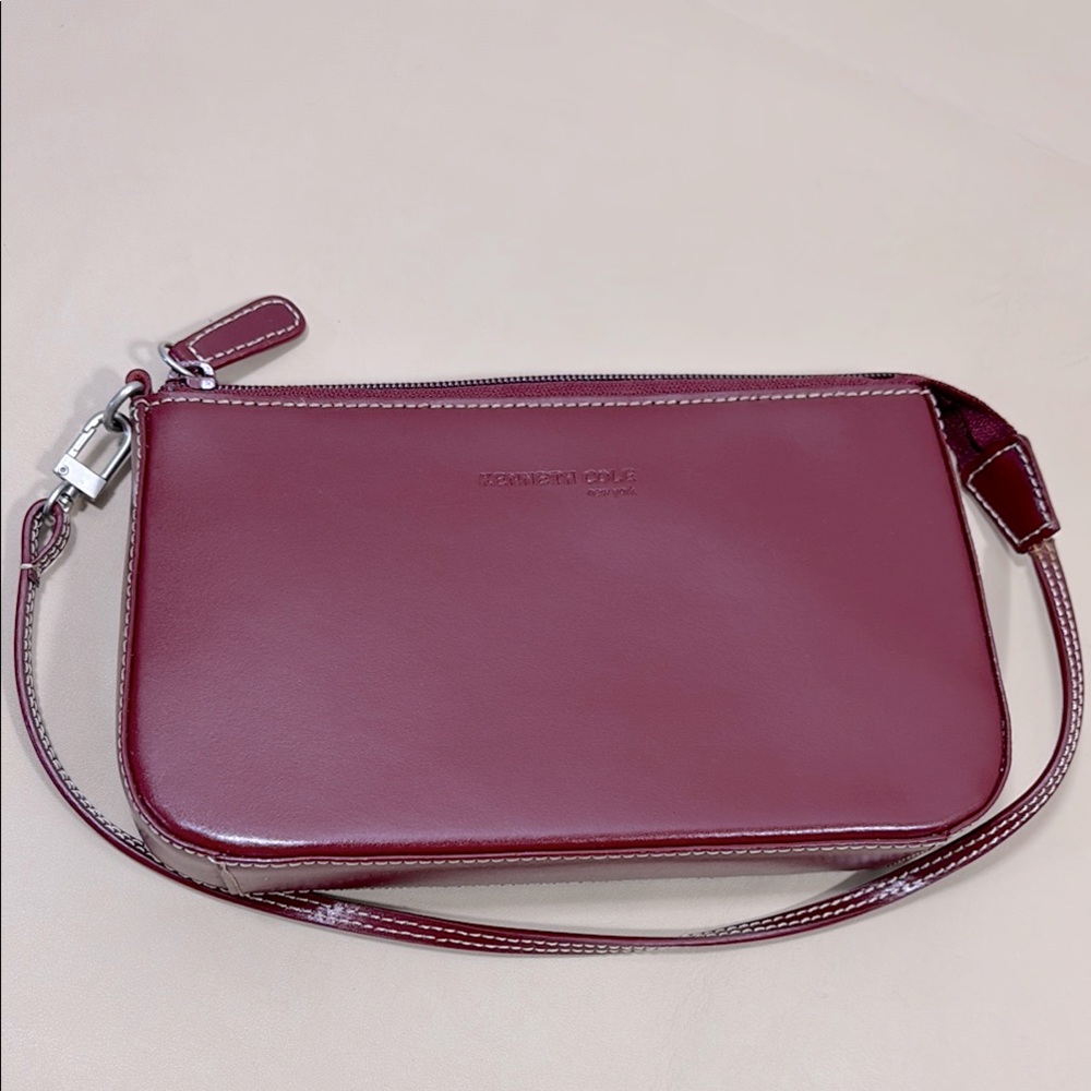 Kenneth Cole Burgundy Leather Shoulder Bag / Clutch